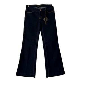 New old stock vintage Y2K Seductions dark wash wide leg jeans size 7 32" inseam